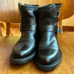 CHIPPEWA Short BLACK Leather Engineer / Moto Boots Womens